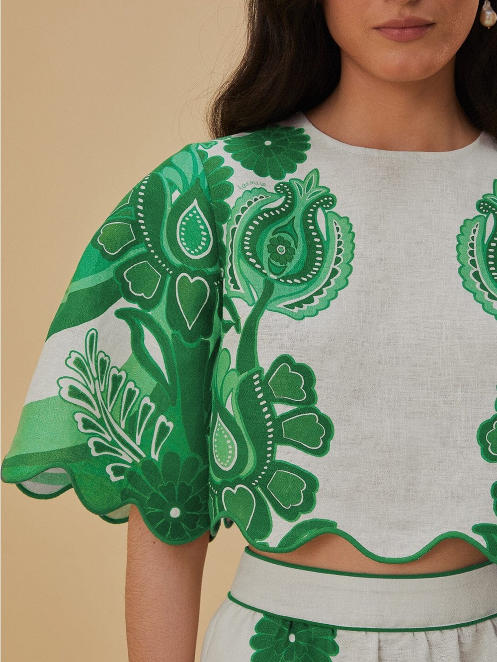 NWT Farm Rio Color Festival Green Blouse Size XS - Picture 2 of 8